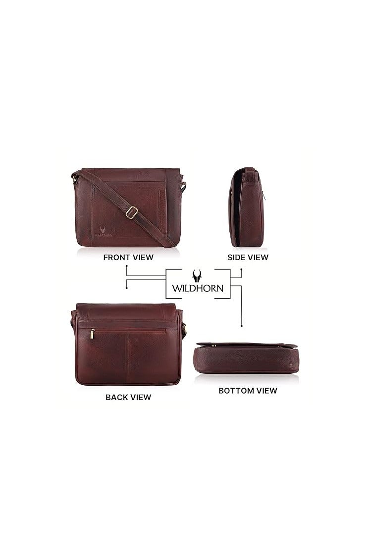 Wildhorn WildHorn Genuine Leather Laptop Messenger Bag | Office Bag with Padded Laptop Compartment & Adjustable Strap | Fits 14" Laptop | 1-Year Warranty - Image 4
