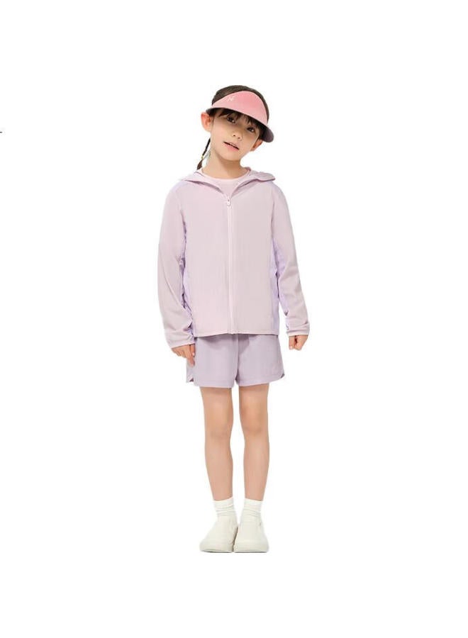 Heybetter Kids' Ultra-Light Sun Protection Clothing Upf50+ Solid Color Forest Friends (Light Pink) 120 - Image 1