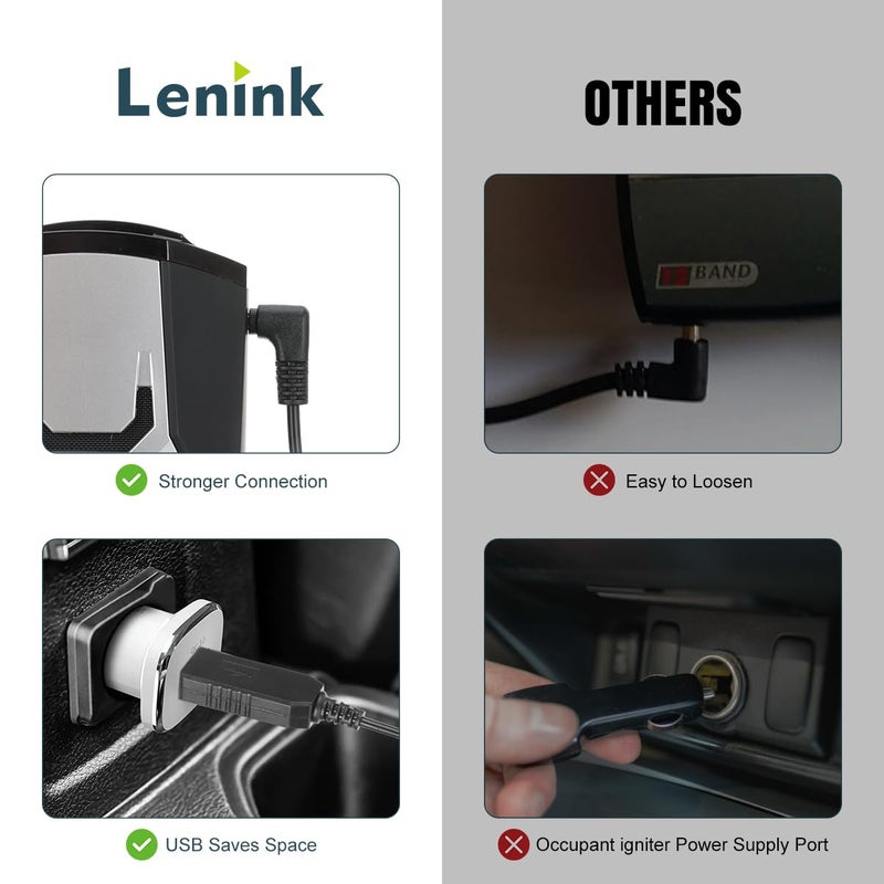 Lenink Power Cord Compatible with Cobra RAD 480i/350/380/450, Replacement Cord Cable USB Charger Compatible with Most Cobra Radar Detectors (1m/3.28ft) - Image 4