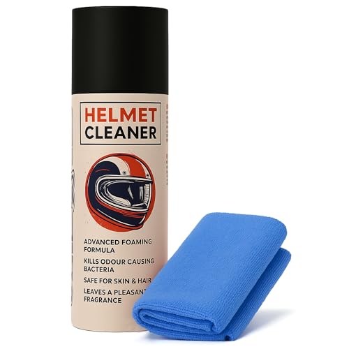 ShineXPro Helmet Cleaner & Microfiber Cloth, Anti-Bacterial Foaming Helmet Cleaning Spray, Safe for Hair & Skin - Helmet Interior Cleaner Removes Bad Odor, Helps Deep Clean with Inner Foam Formulation - Image 1