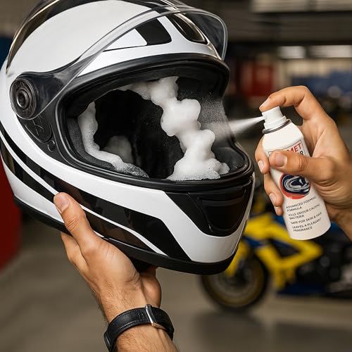 ShineXPro Helmet Cleaner & Microfiber Cloth, Anti-Bacterial Foaming Helmet Cleaning Spray, Safe for Hair & Skin - Helmet Interior Cleaner Removes Bad Odor, Helps Deep Clean with Inner Foam Formulation - Image 4