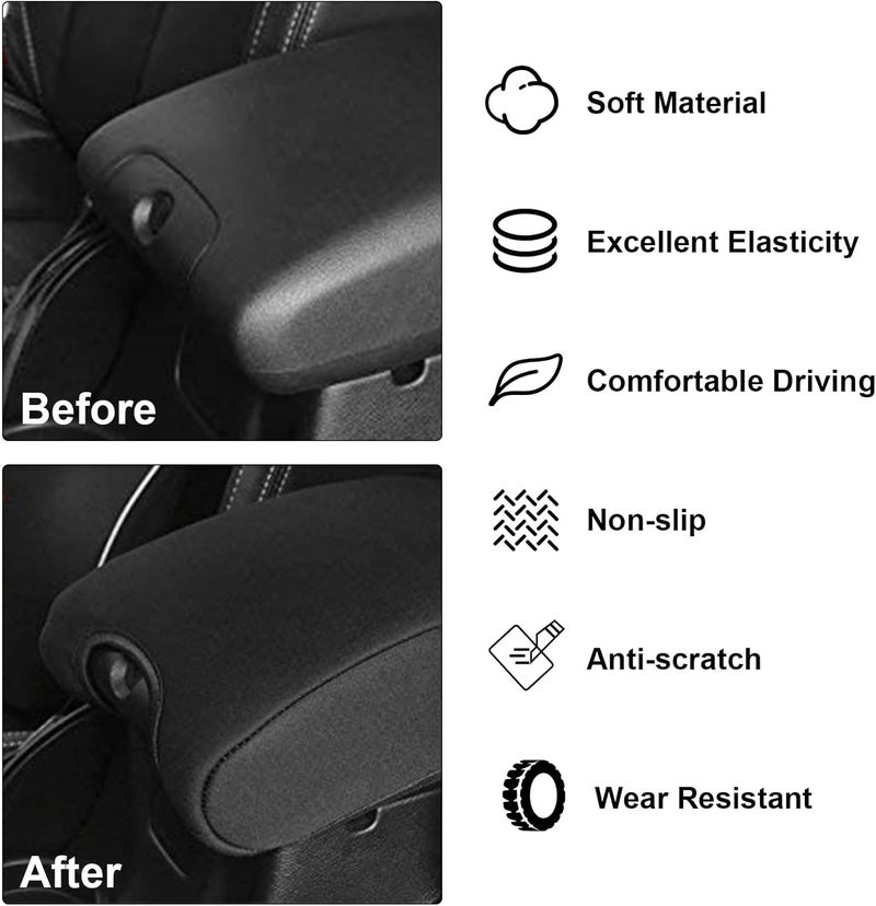 DEDC Neoprene Center Console Armrest Pad Cover for Jeep Wrangler JK Sahara Sport Rubicon X & Unlimited 2011-2017 Black - Image 4