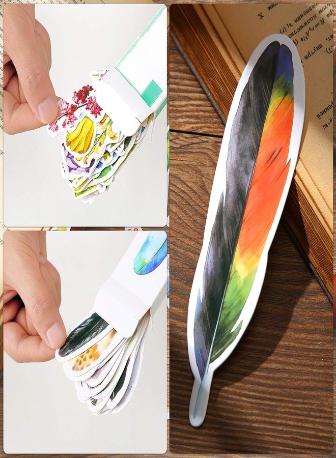 Zonon 120 Pcs Colorful Flower Feather Shaped Bookmarks Bulk Cute Christmas Gifts for Students Thick Paper Feathers Bookmarks for Kids Children Teens Women Men Adults Book Lovers Writers Readers, 60 Styles - Image 5