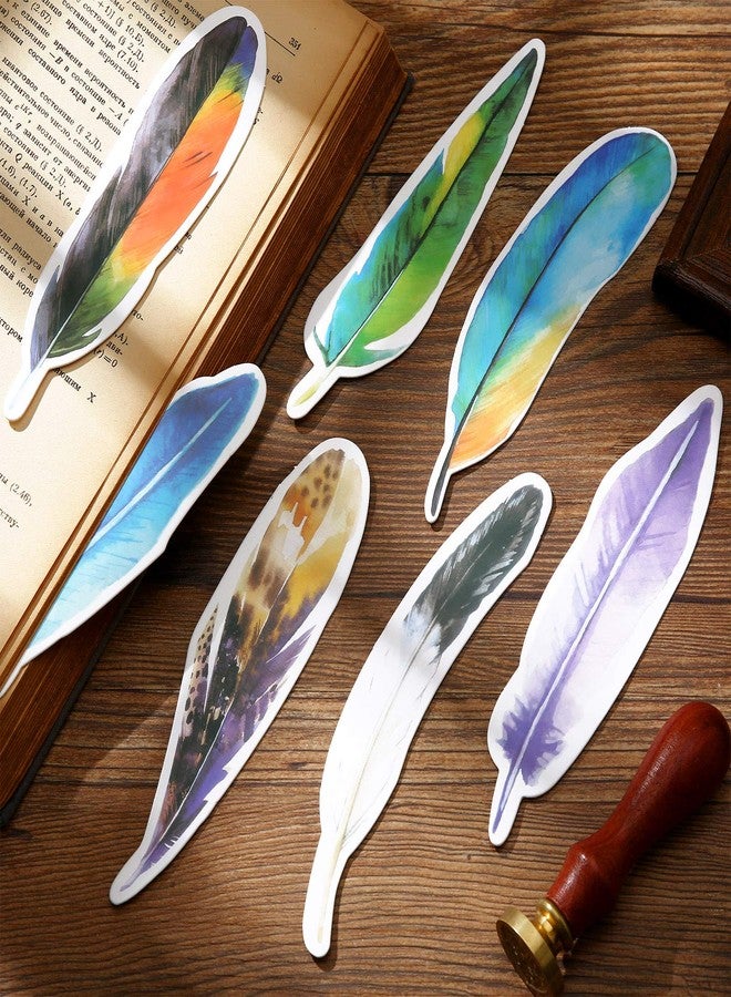 Zonon 120 Pcs Colorful Flower Feather Shaped Bookmarks Bulk Cute Christmas Gifts for Students Thick Paper Feathers Bookmarks for Kids Children Teens Women Men Adults Book Lovers Writers Readers, 60 Styles - Image 3