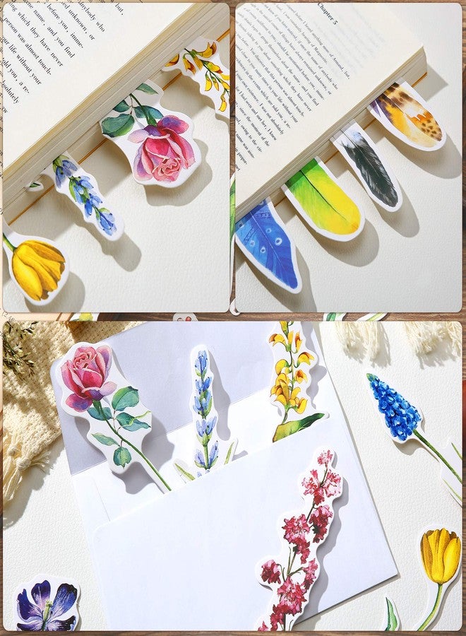 Zonon 120 Pcs Colorful Flower Feather Shaped Bookmarks Bulk Cute Christmas Gifts for Students Thick Paper Feathers Bookmarks for Kids Children Teens Women Men Adults Book Lovers Writers Readers, 60 Styles - Image 4