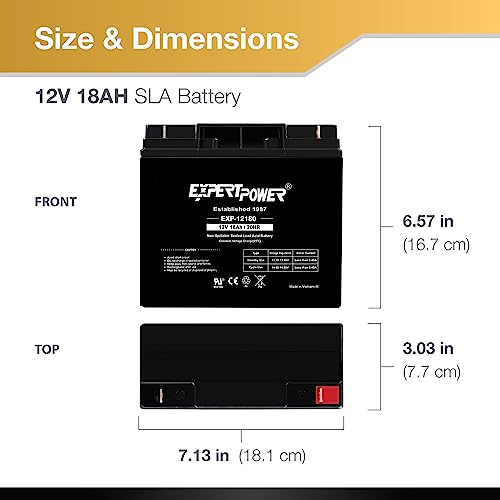 ExpertPower EXP12180 12V 18Ah Lead Acid Battery - Image 2