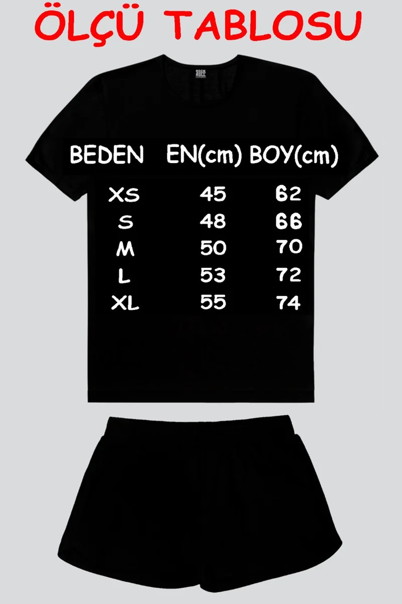 Rock&Roll Flat Acdc Black Short Sleeve Women's Shorts Set
