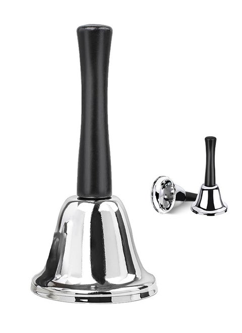 Hand Bell Steel Bell with Handle, Silver Steel Ringing Bell, Dinner Bells for Inside Classroom Bell, for Food Line Alarm Jingles Ringing