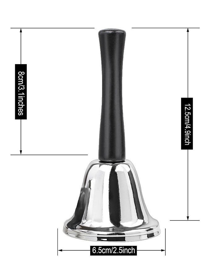 Hand Bell Steel Bell with Handle, Silver Steel Ringing Bell, Dinner Bells for Inside Classroom Bell, for Food Line Alarm Jingles Ringing
