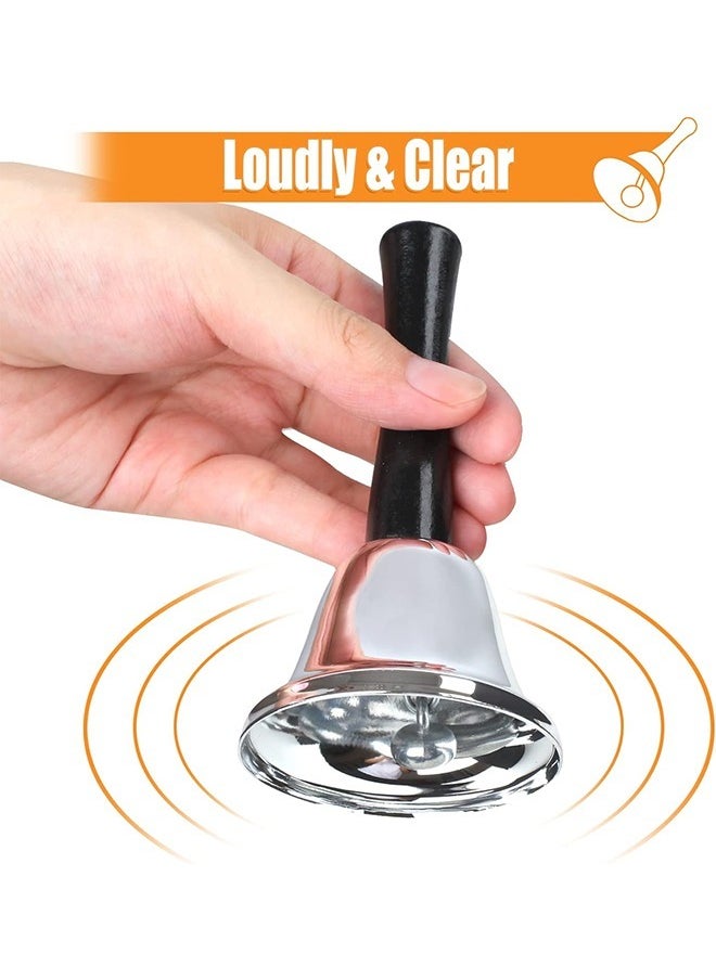 Hand Bell Steel Bell with Handle, Silver Steel Ringing Bell, Dinner Bells for Inside Classroom Bell, for Food Line Alarm Jingles Ringing