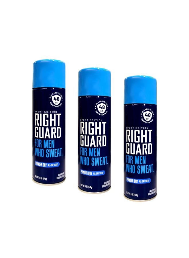 Right Guard Aerosol Sport Powder Dry Antiperspirant, 6 oz (Pack of 3) - Image 1