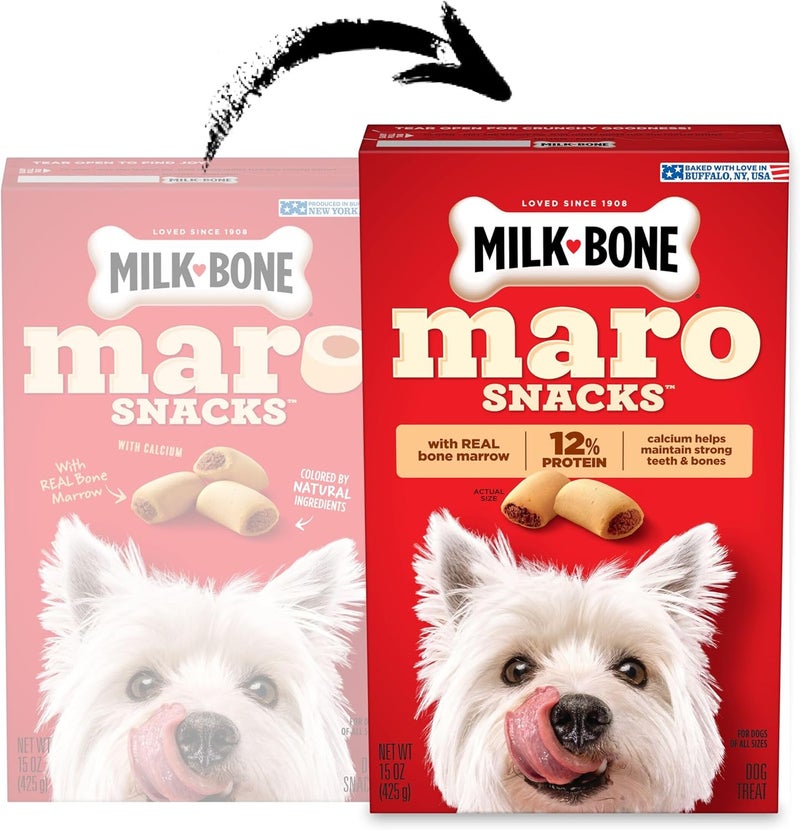 ميلك-بون مكافآت Milk-Bone MaroSnacks للكلاب، بنكهة اللحم البقري، 15 أونصة (عبوة من 6) مع نخاع عظم حقيقي وكالسيوم - Image 2