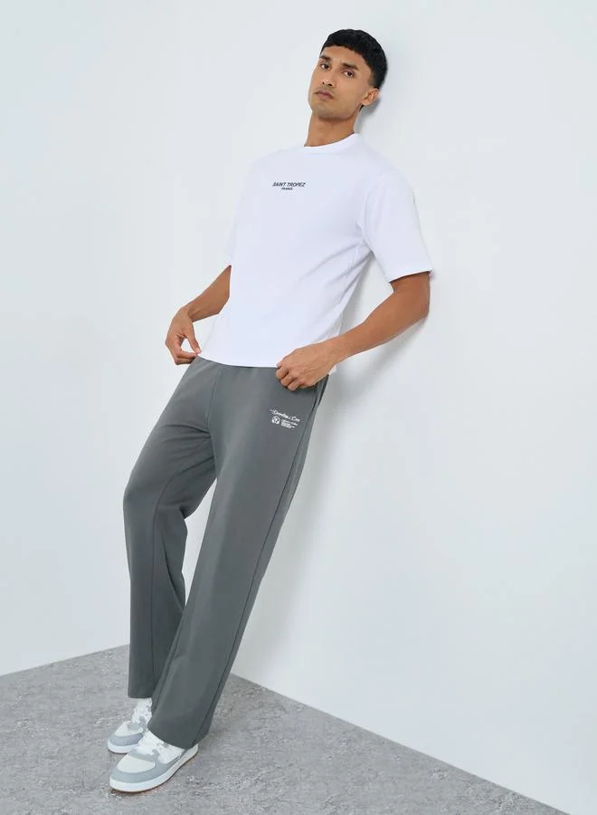 Styli Men Grey Plain Oversized Joggers