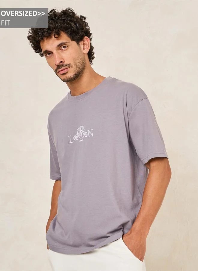 Styli Styli Embroidery Detail Oversized Cotton Rich T-Shirt