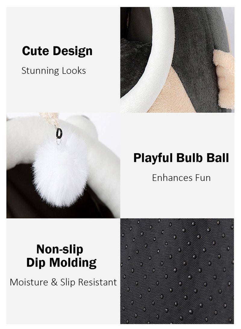 سيسلي بيت قطط بسرير قابل للإزالة لتدفئة نفسه - غطاء قابل للغسل في الغسالة وقاعدة غير قابلة للانزلاق للقطط الداخلية - Image 4