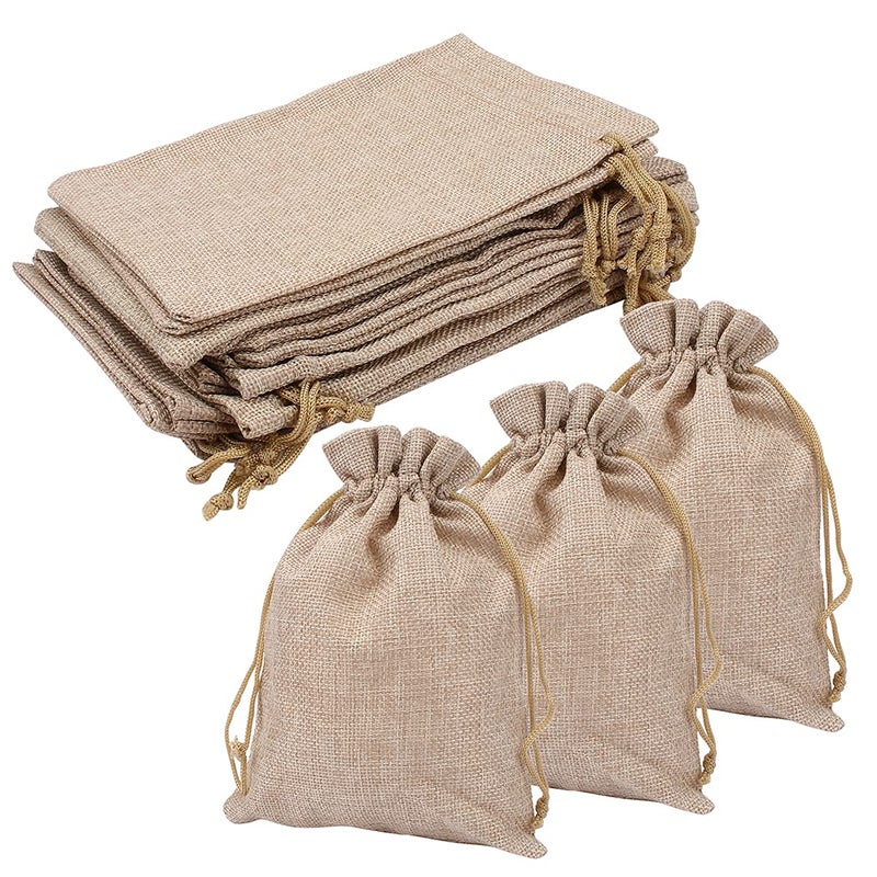 Hapdoo Lot of 30 Burlap Bags with Drawstring Gift Bags Jewelry Pouches Sacks for Wedding Party and DIY Craft 5 x 7 Inches