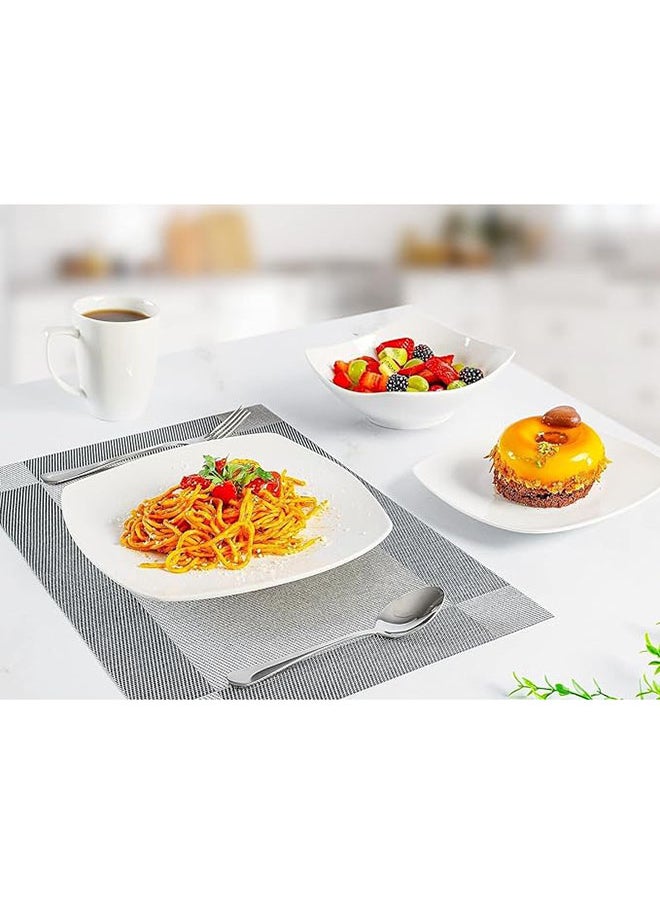 Generic - (16 Pieces) Square Dinnerware Sets  High Quality Porcelain Plate Set And Plate Set  Service For 4 Plate Sets With 4 Plates 4 Side Plates 4 Soup Bowl 4 Square Mug - Image 1