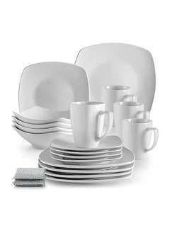 (16 Pieces) Square Dinnerware Sets  High Quality Porcelain Plate Set And Plate Set  Service For 4 Plate Sets With 4 Plates 4 Side Plates 4 Soup Bowl 4 Square Mug