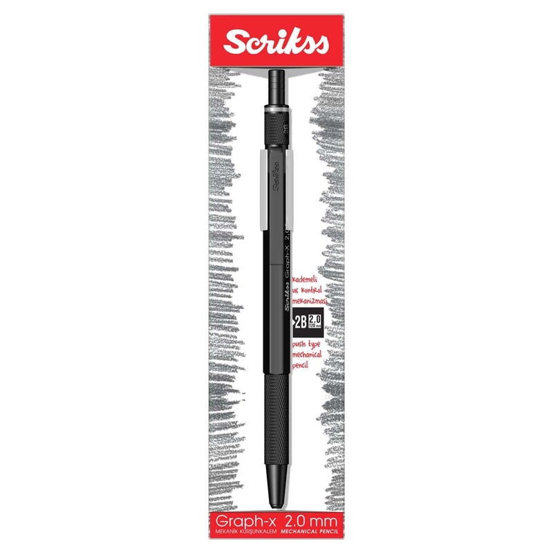 Scrikss 20mm Mechanical Clutch Lead Pen Pencil Matt Black GraphX Series - Image 1