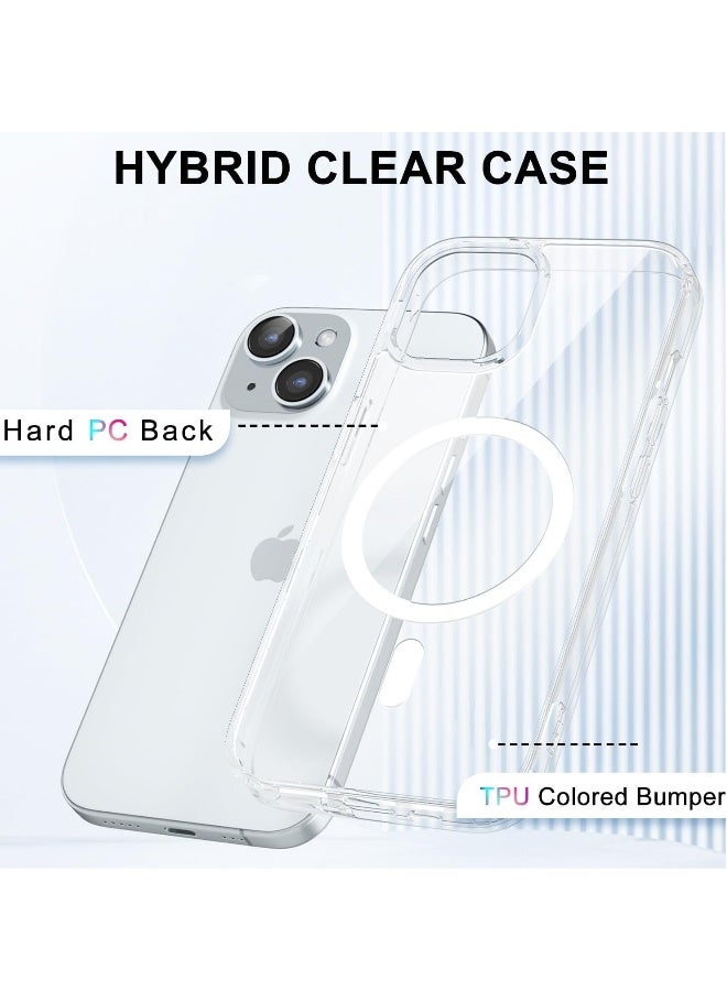 DUSALA iPhone 15 Plus Clear Magnetic Cover Mag Safe Compatible Hybrid Protective Crystal Clear Hard Back Case Shockproof Silicone Frame Slim Transparent Case for Apple iPhone 15 Plus - Image 5