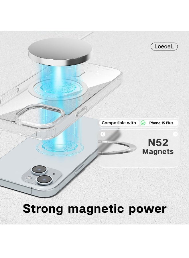 DUSALA iPhone 15 Plus Clear Magnetic Cover Mag Safe Compatible Hybrid Protective Crystal Clear Hard Back Case Shockproof Silicone Frame Slim Transparent Case for Apple iPhone 15 Plus - Image 4