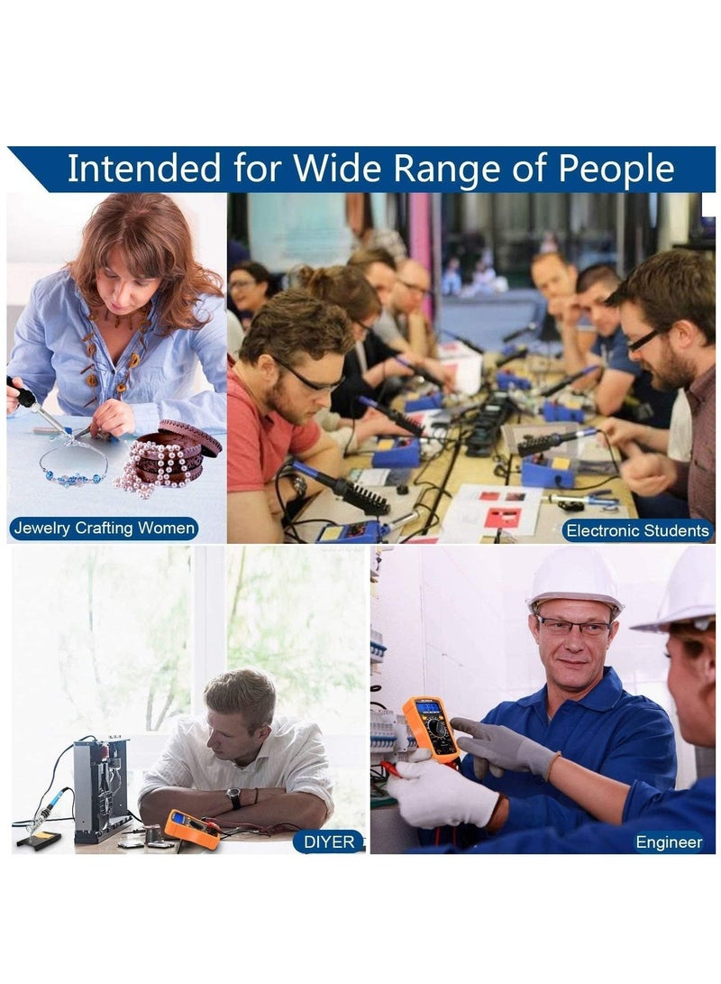 Soldering Iron Kit 60W Adjustable Temperature Welding Tool, Digital Multimeter, 2pcs Soldering Iron Tips, Desoldering Pump, Wire Stripper Cutter, Tweezers, Iron Stand, 2pcs Electronic Wire - Image 5