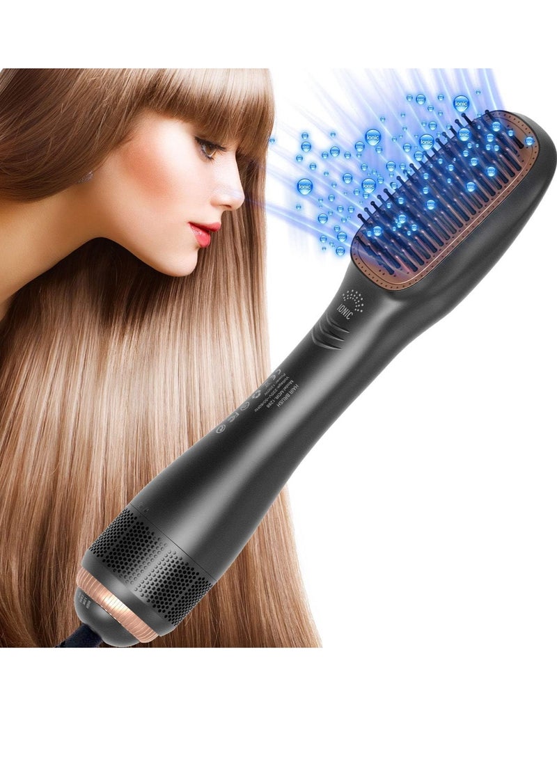Hair Dryer Styler Volumizer 3 in 1 Brush Salon Styler for Straightening Negative Ion Ceramic Blow Dryer Brush (Hair Dryer, BLACK) - Image 1