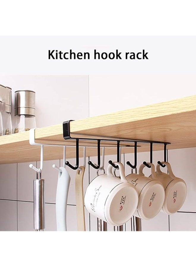 6 Hooks Cup and Utensil Holder - Instant Mount Under Shelf or Cabinet (No Screws) - Space Saving Organizer for Kitchen and Bathroom. - Image 4