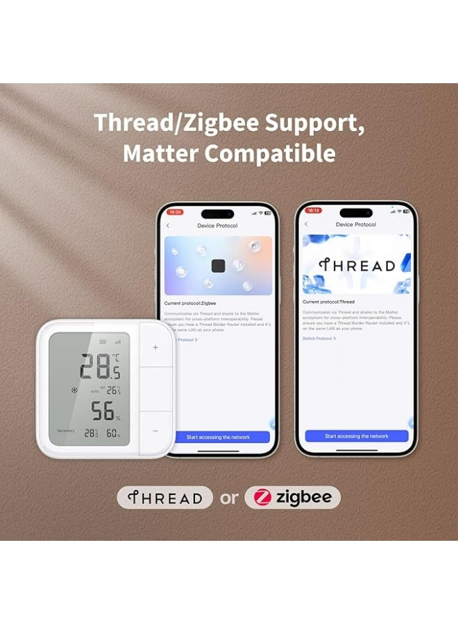 أكارا مستشعر درجة الحرارة متعدد الوظائف Aqara Thread/Zigbee W100، لمراقبة درجة الحرارة والرطوبة، لاسلكي، للتحكم عن بعد في أنظمة التدفئة والتهوية وتكييف الهواء، 3 أزرار، متوافق مع Matter وHomeKit وApple Home وGoogle - Image 3