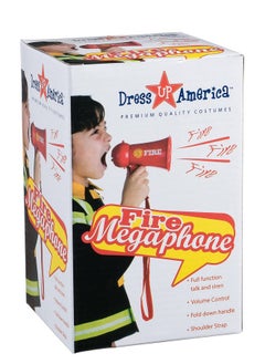 Dress Up America Dress Up America Firefighter Megaphone For Kids - Red Fireman Megaphone Bullhorn With Siren Sound  - Image 4