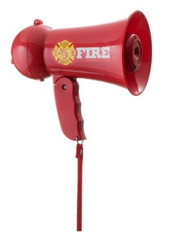 Dress Up America Dress Up America Firefighter Megaphone For Kids - Red Fireman Megaphone Bullhorn With Siren Sound  - Image 1