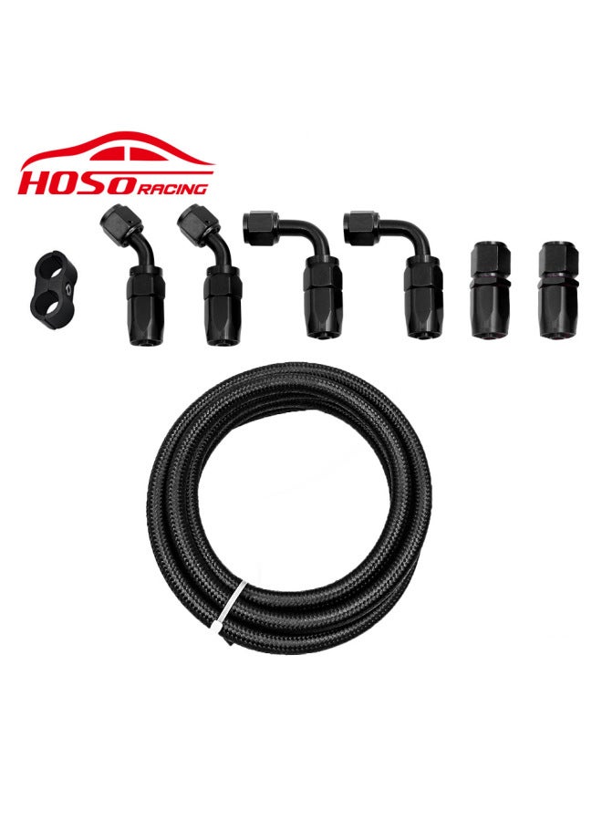 Black Braided Modified Car Oil Cooling Joint Set Oil Cooler Oil Pipe Kit 3 M An6