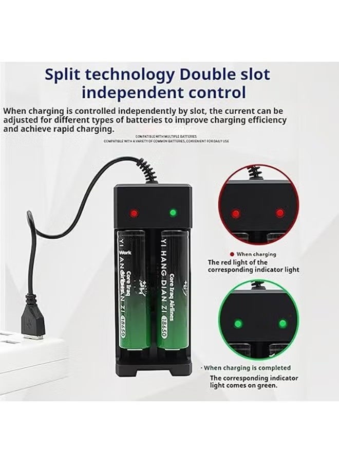 Universal 18650 18650 Rechargeable Battery Charger, Dual Slot USB Lithium Battery Charger with Cable, 2-slot Smart Battery Charger for 18650 Rechargeable Batteries(No Battery) - Image 2