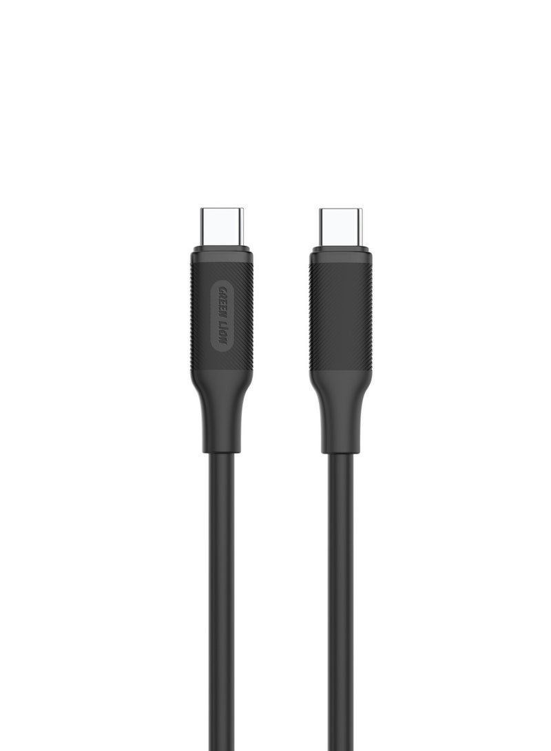 GREEN LION USB-C to USB-C PVC Cable 2M / 480mbps Transfer Speed / Quick Charge Capability / Wide Compatibility / 60W Charging / 10000 Bends Life Span / Secure & Safe / Charge & Sync - Black - Image 1