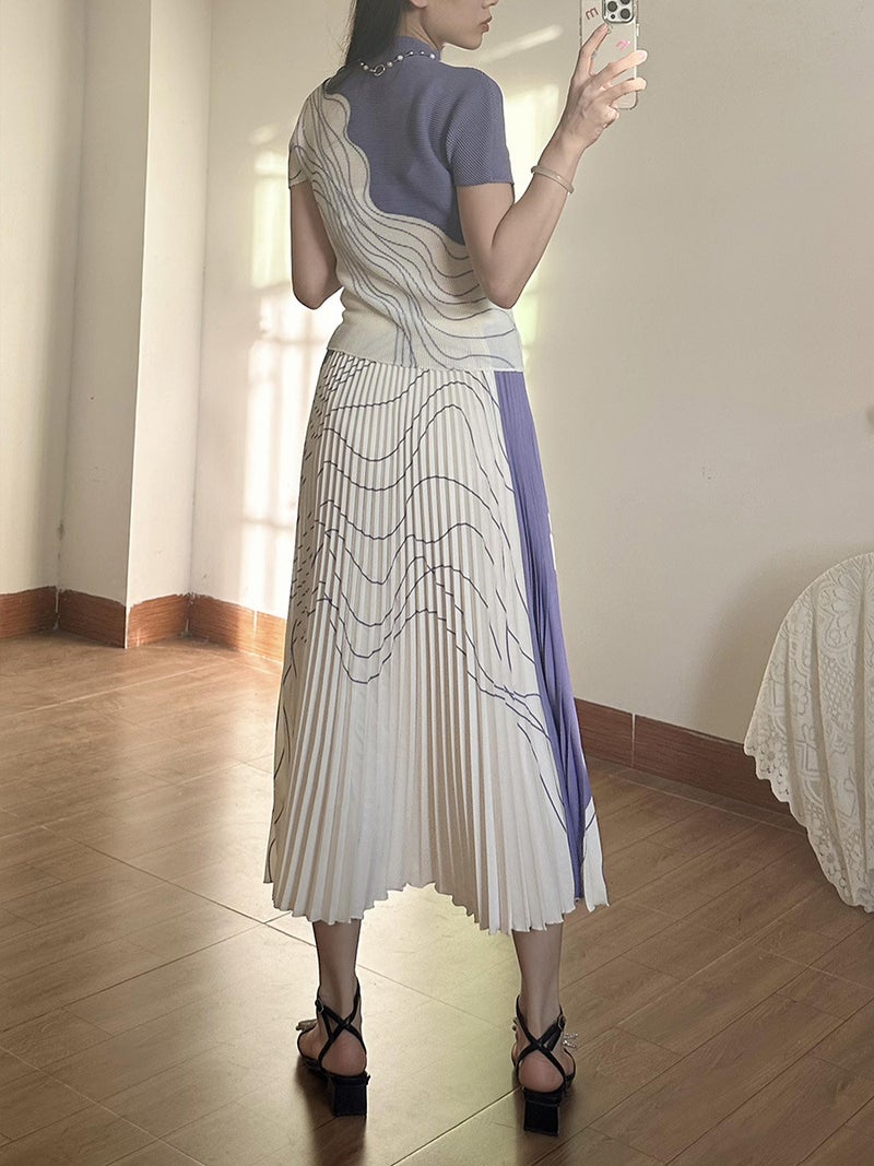 Temperament Work Clothing Fashion Skirt Women's Summer New Pleated T-Shirt Pleated Skirt Suit Women's Two-Piece Set - Image 4