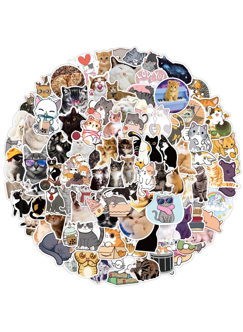 100 Pcs Lovely Little Cat Stickers Cartoon Cute Kitty Sticker for Kids Boys Girls Adult Durable Aesthetic Decals for Laptop Motorbike Car Computer Scrapbook - Image 1