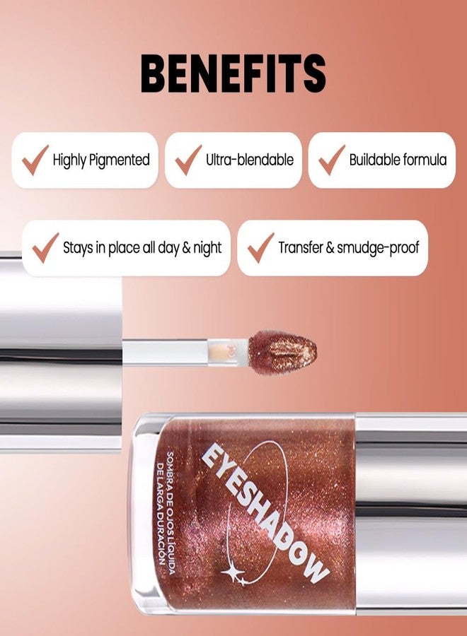 SUAKE Liquid Sparkling Glitter Eye Shadow - Rose Gold Cherry Eyeshadow, Eyeliner, Eyelid Shimmer Highlight Makeup, Highly Pigmented sombra de para ojos,Waterproof Quick-Drying (02Cocoa#) - Image 4