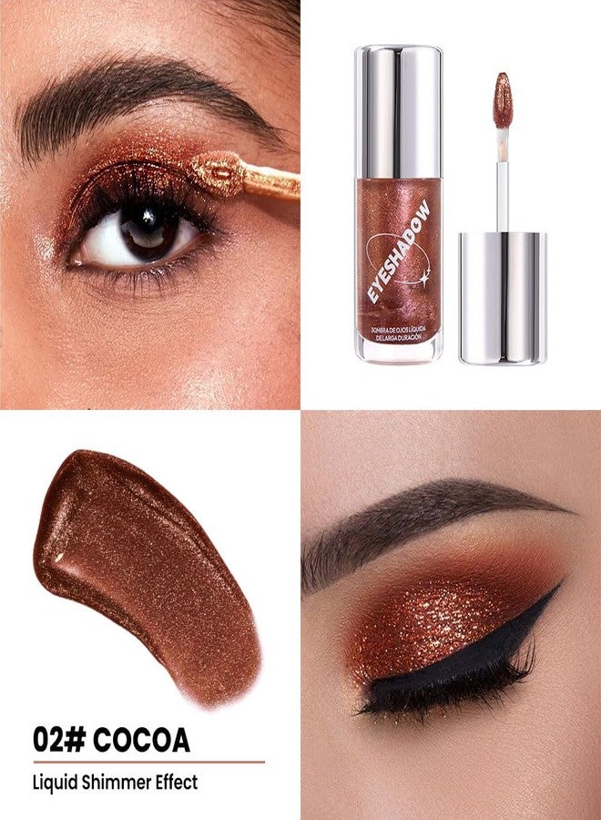SUAKE Liquid Sparkling Glitter Eye Shadow - Rose Gold Cherry Eyeshadow, Eyeliner, Eyelid Shimmer Highlight Makeup, Highly Pigmented sombra de para ojos,Waterproof Quick-Drying (02Cocoa#) - Image 2
