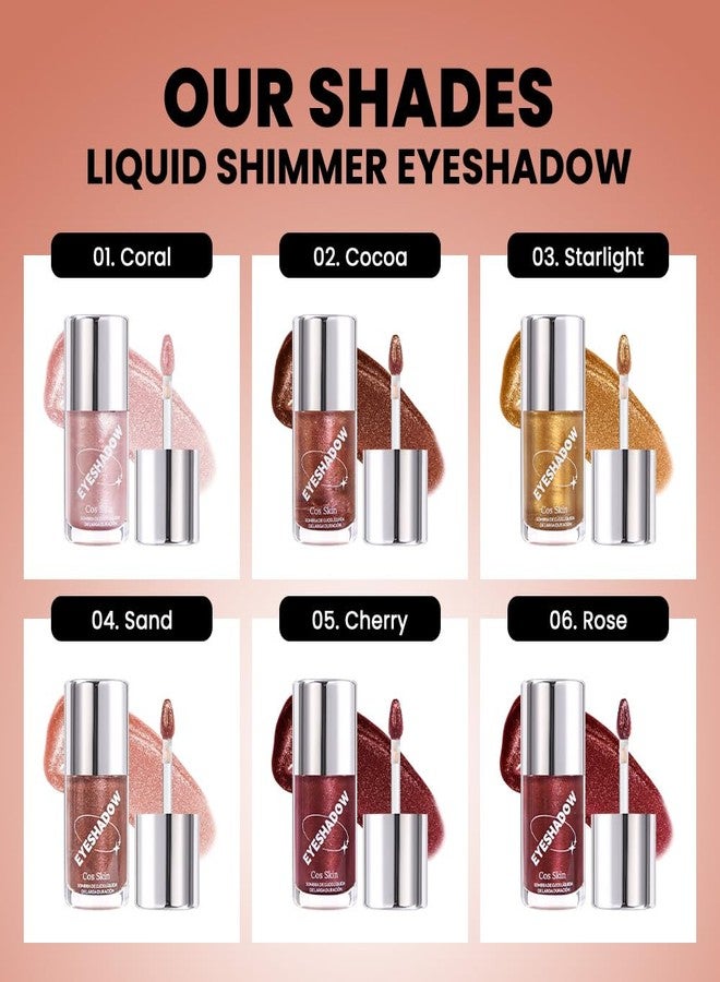 SUAKE Liquid Sparkling Glitter Eye Shadow - Rose Gold Cherry Eyeshadow, Eyeliner, Eyelid Shimmer Highlight Makeup, Highly Pigmented sombra de para ojos,Waterproof Quick-Drying (02Cocoa#) - Image 5