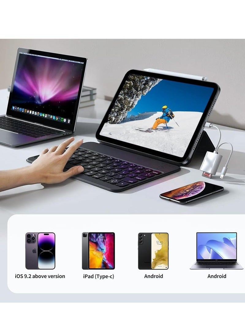 سوبر زي يوث قارئ بطاقة SD لأجهزة iPhone و iPad والكاميرا، مزود بفتحتين للبطاقات، يدعم بطاقات SD و TF، عارض كاميرا الصيد، محول بطاقة SD محمول، قارئ بطاقة Micro SD يعمل بالتوصيل والتشغيل. - Image 2