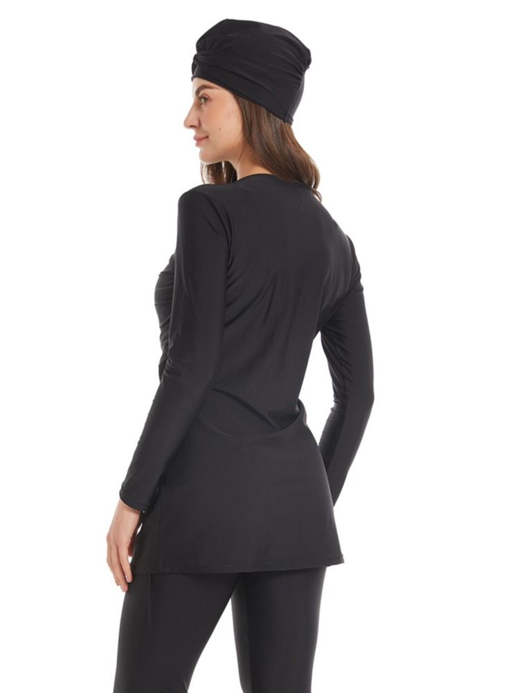 Loquat Swimwear 3-piece Long Sleeved Trousers Hat Black - Image 2
