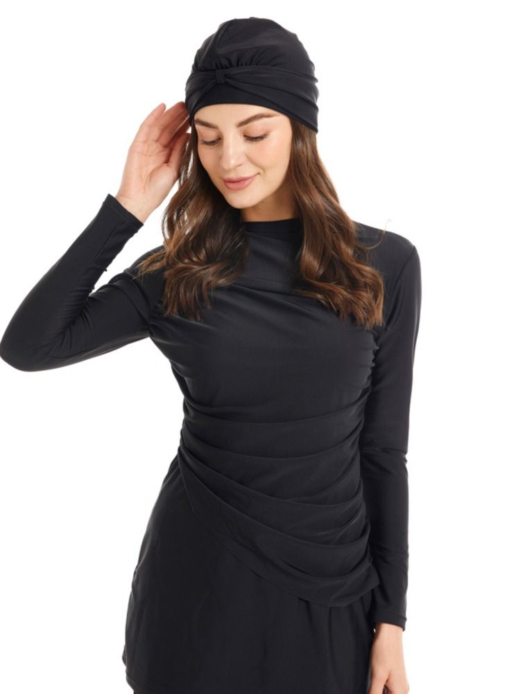 Loquat Swimwear 3-piece Long Sleeved Trousers Hat Black - Image 3