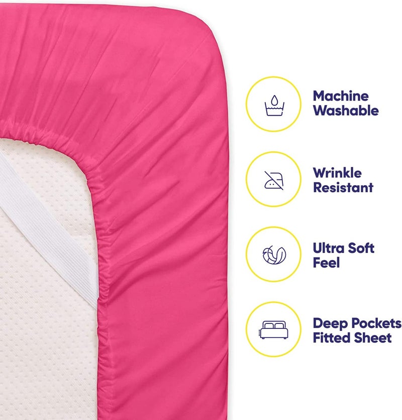 King Size Bed s - 6 Piece 1500 Supreme Fine Brushed Microfiber Deep Pocket King Set Bedding - 2 Extra Pillow Cases, Great Value, King, Fuschia - Image 3