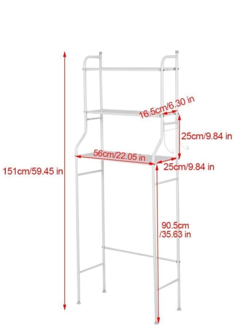 ARCOON - ARCOON Over-the-toilet bathroom shelves , 3 metal shelves, space-saving for storing towels (in white). - Image 1