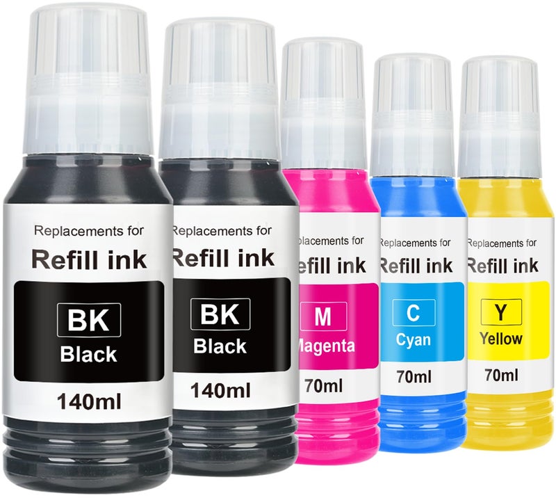 PROSWIFT Replacement for Epson 502 Ink Refill Bottles Remanufactured for Ink for EcoTank ET-3850 ET-2850 ET-4850 ET-15000 ET-3760 Printer (5 Bottles, 2BK,CMY) - Image 1