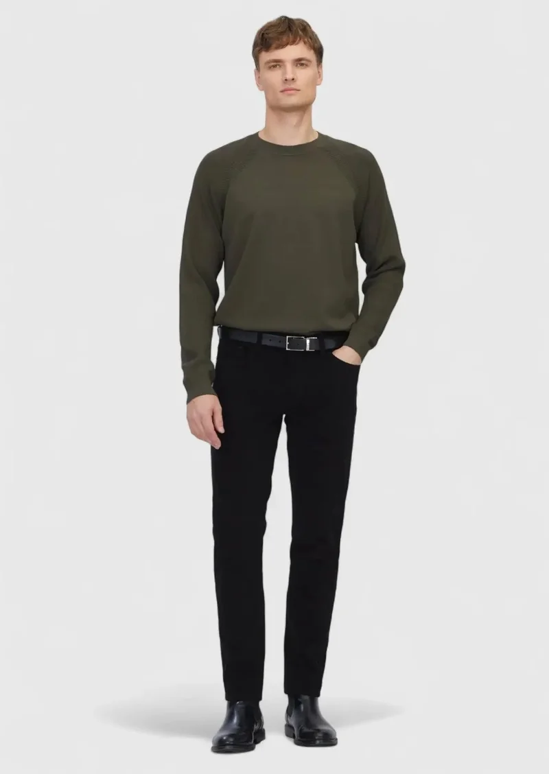 رامسي بنطال قطني أسود منسوج بقصة ضيقة مناسب للإطلالات الكاجوال