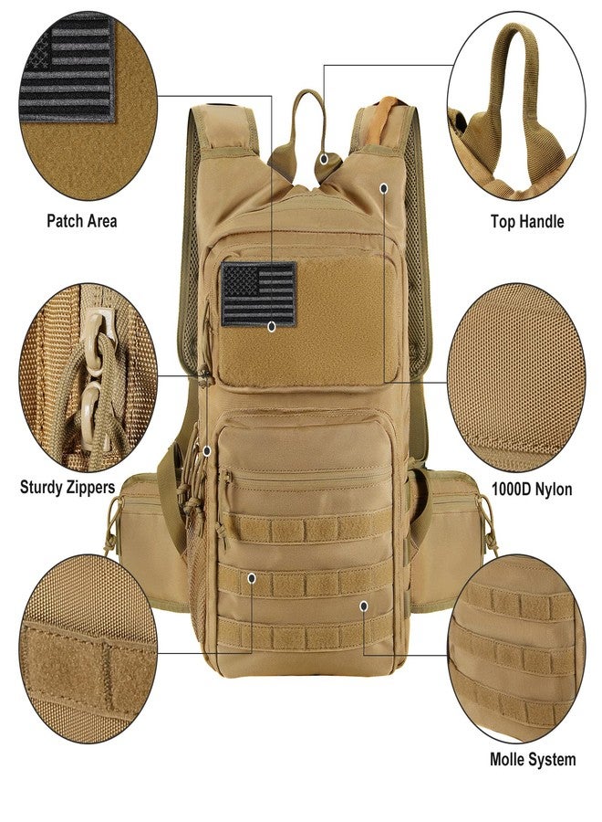 FRTKK Tactical Hydration Pack Backpack, Military Molle Water Backpack for Hiking Running Cycling Climbing Hunting Fishing(No Water Bladder Included) (Tan) - Image 5