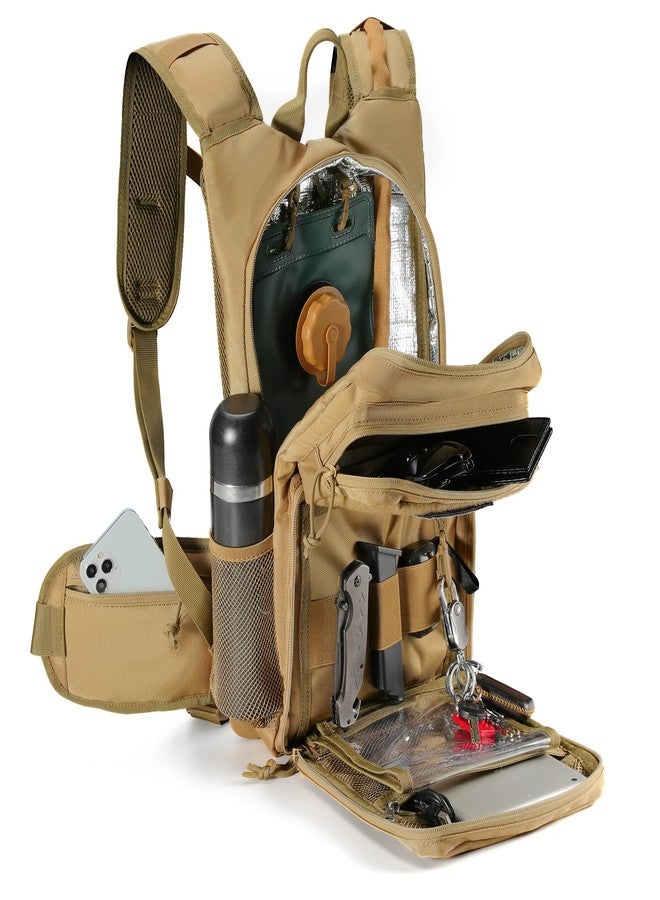 FRTKK Tactical Hydration Pack Backpack, Military Molle Water Backpack for Hiking Running Cycling Climbing Hunting Fishing(No Water Bladder Included) (Tan) - Image 4