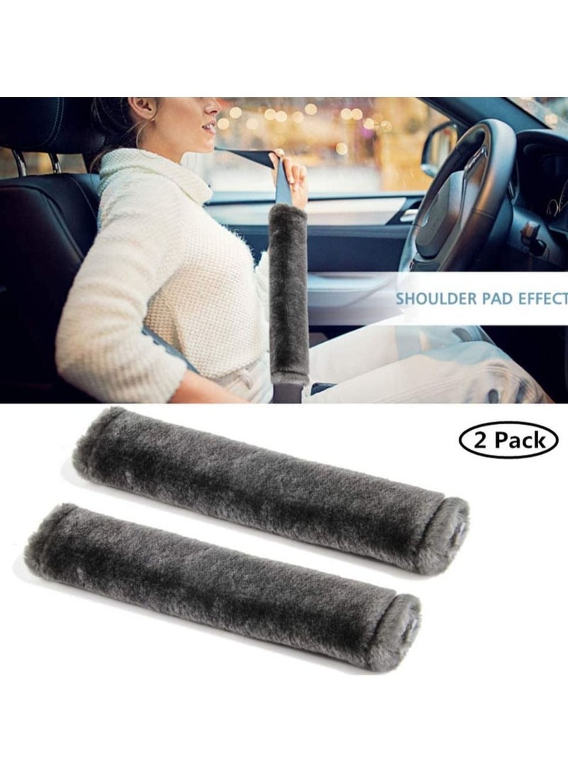 Y&D Auto Seat Belt Shoulder Pad, Soft Faux Sheepskin Wool Universal Seatbelt Cover for More Comfortable Driving, Car, Handbag, Camera Backpack Straps 2Pcs (Dark Gray) - Image 2