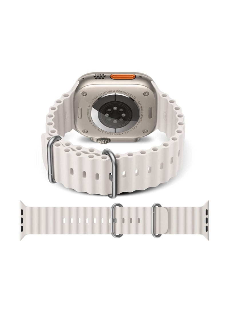 MYK New Silicone Hole Wavy Strap Compatible with 49MM/45MM/44MM/42MM All Series Starlight - Image 2